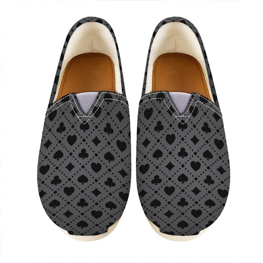 Black And Grey Playing Card Suits Print Casual Shoes