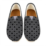 Black And Grey Playing Card Suits Print Casual Shoes