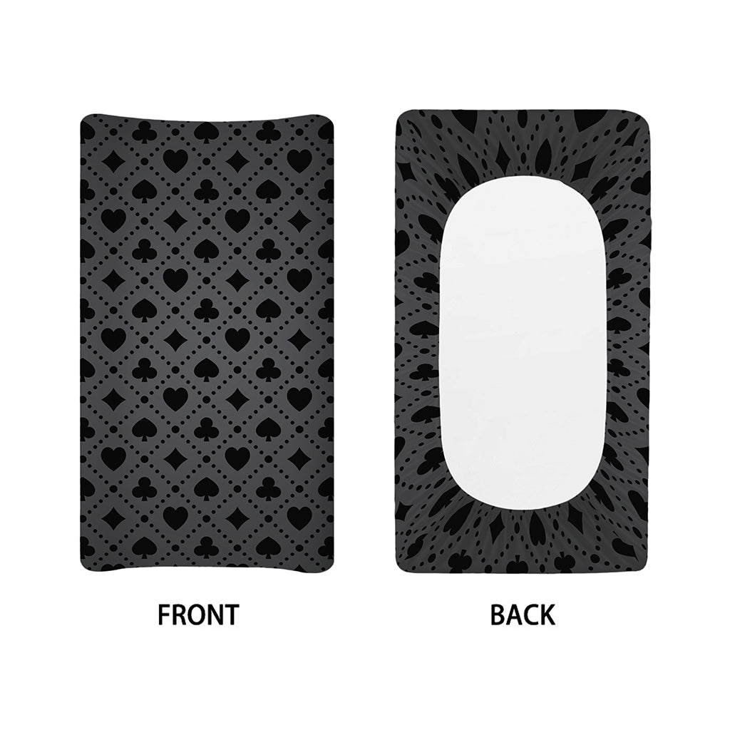 Black And Grey Playing Card Suits Print Changing Pad Cover