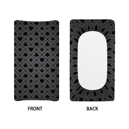 Black And Grey Playing Card Suits Print Changing Pad Cover