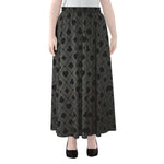 Black And Grey Playing Card Suits Print Chiffon Maxi Skirt