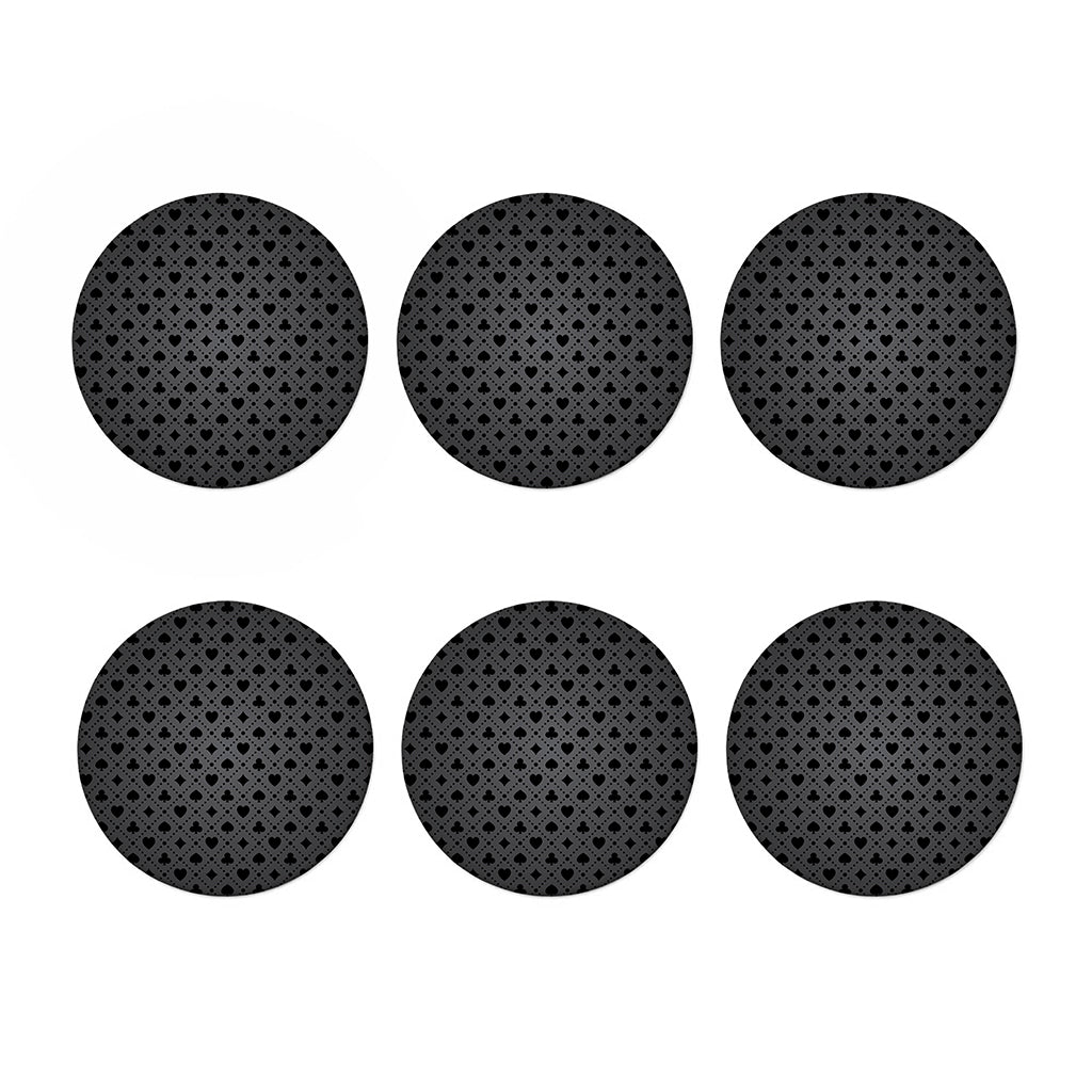 Black And Grey Playing Card Suits Print Coaster Set