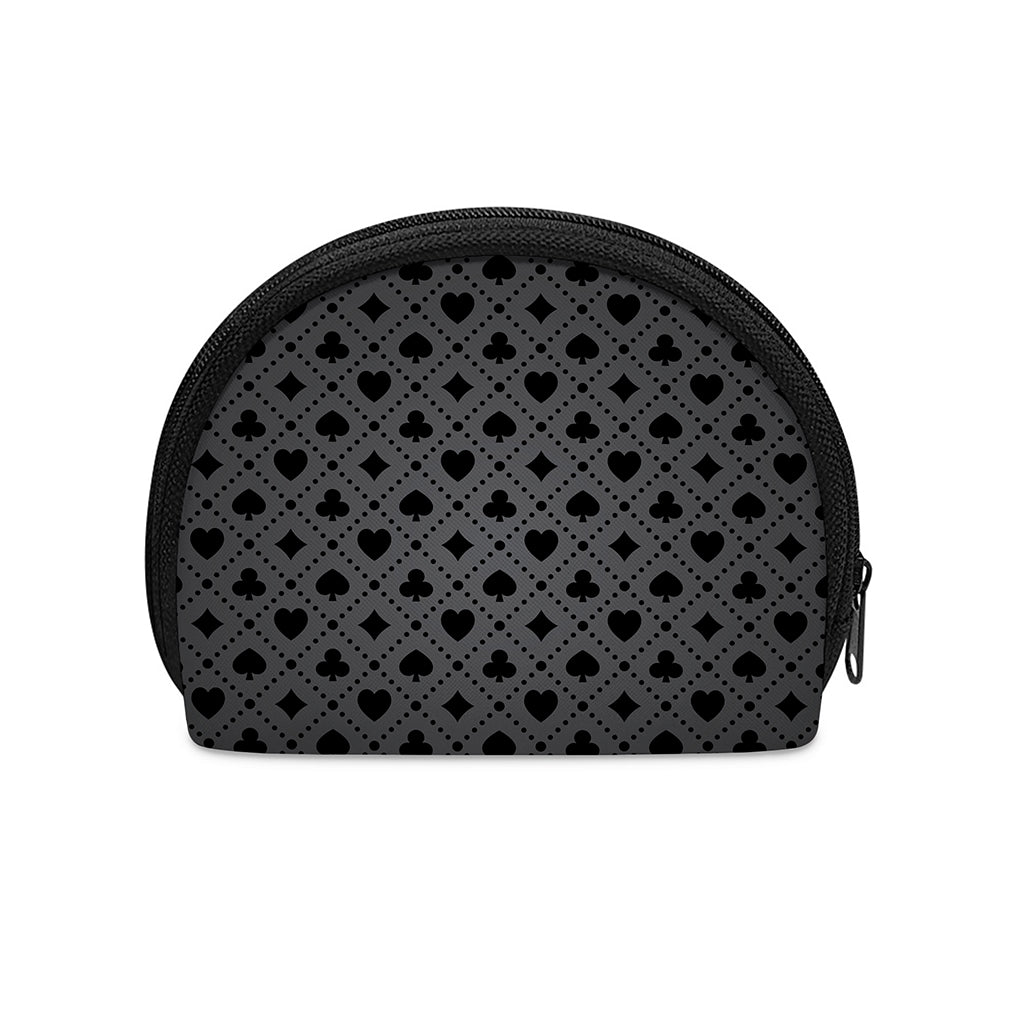 Black And Grey Playing Card Suits Print Coin Purse