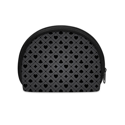 Black And Grey Playing Card Suits Print Coin Purse