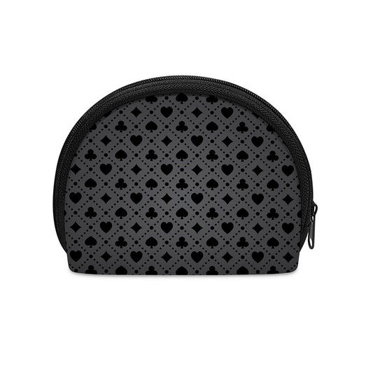 Black And Grey Playing Card Suits Print Coin Purse