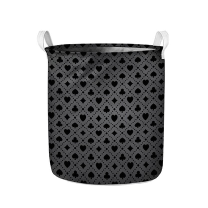 Black And Grey Playing Card Suits Print Collapsible Laundry Basket