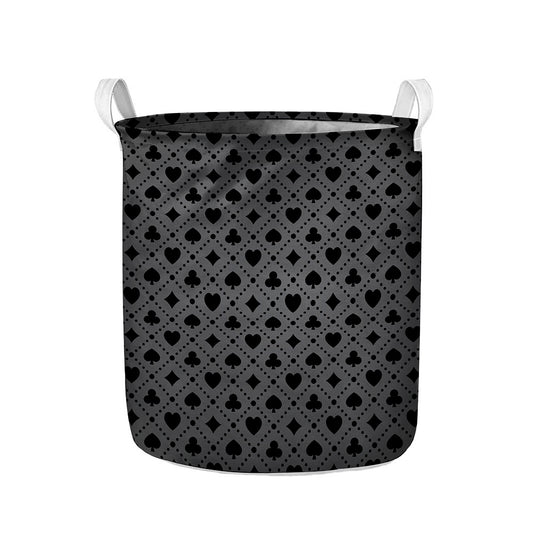 Black And Grey Playing Card Suits Print Collapsible Laundry Basket