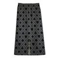 Black And Grey Playing Card Suits Print Cotton Front Slit Maxi Skirt