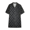 Black And Grey Playing Card Suits Print Cotton Hawaiian Shirt