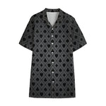 Black And Grey Playing Card Suits Print Cotton Hawaiian Shirt