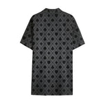 Black And Grey Playing Card Suits Print Cotton Hawaiian Shirt