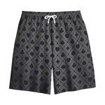 Black And Grey Playing Card Suits Print Cotton Shorts