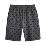 Black And Grey Playing Card Suits Print Cotton Shorts