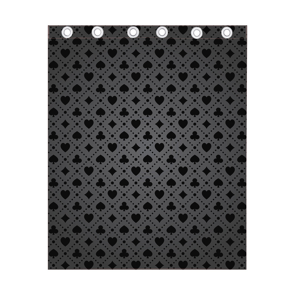 Black And Grey Playing Card Suits Print Curtain
