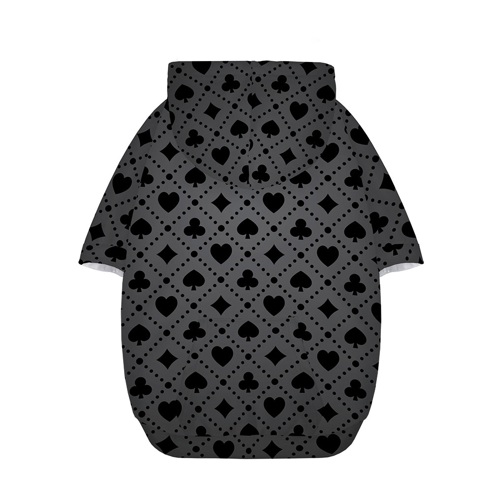 Black And Grey Playing Card Suits Print Dog Zip Up Hoodie
