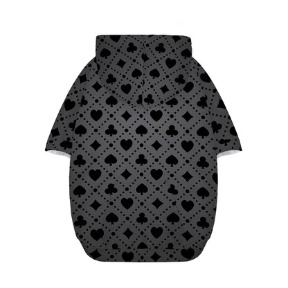 Black And Grey Playing Card Suits Print Dog Zip Up Hoodie