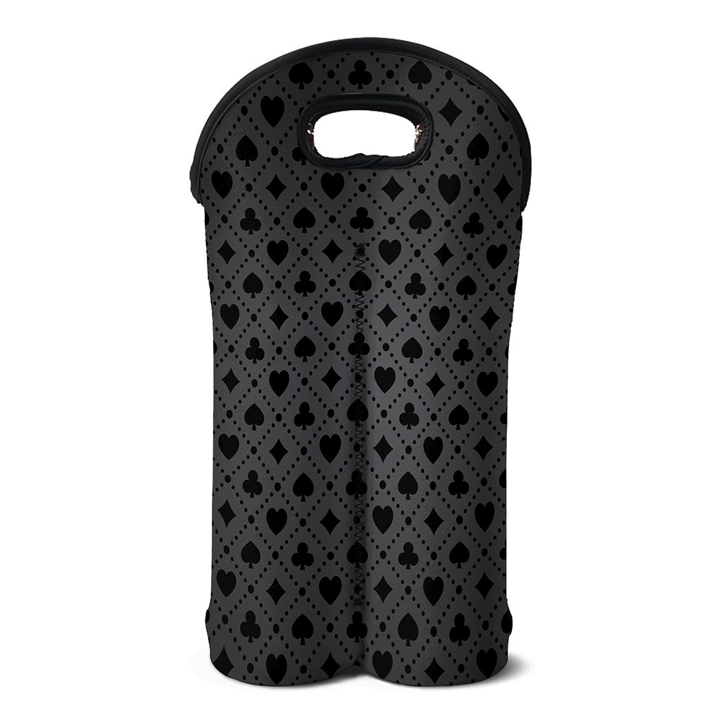 Black And Grey Playing Card Suits Print Double Neoprene Wine Tote