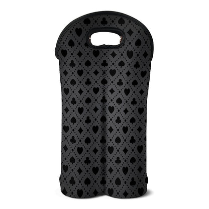Black And Grey Playing Card Suits Print Double Neoprene Wine Tote