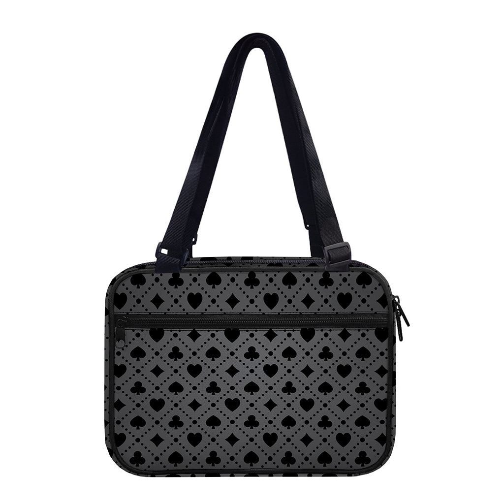 Black And Grey Playing Card Suits Print Double Strap Bible Bag