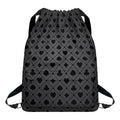 Black And Grey Playing Card Suits Print Drawstring Backpack