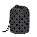 Black And Grey Playing Card Suits Print Drawstring Makeup Bag