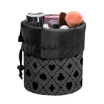 Black And Grey Playing Card Suits Print Drawstring Makeup Bag