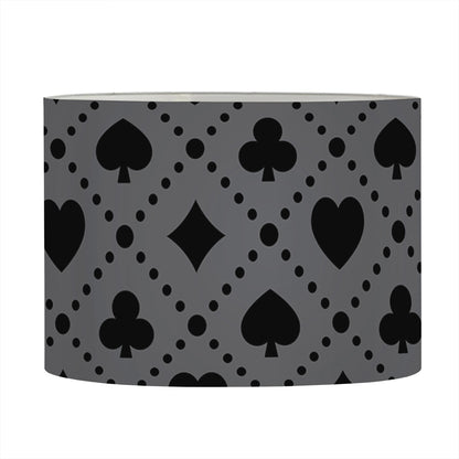 Black And Grey Playing Card Suits Print Drum Lamp Shade