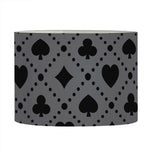 Black And Grey Playing Card Suits Print Drum Lamp Shade