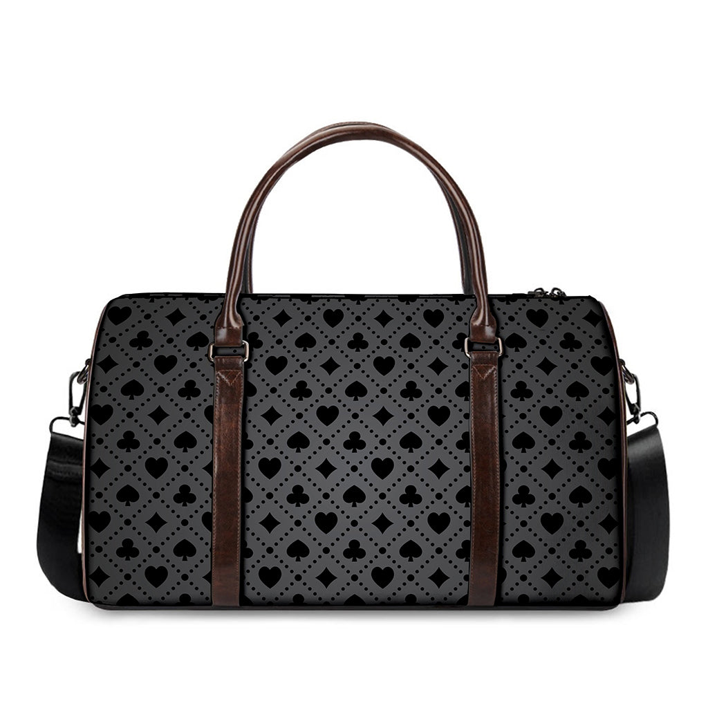 Black And Grey Playing Card Suits Print Duffle Bag