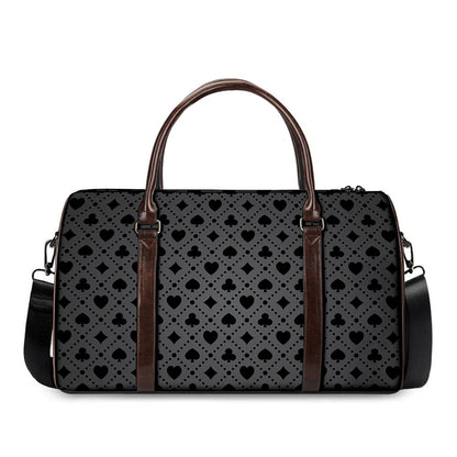 Black And Grey Playing Card Suits Print Duffle Bag