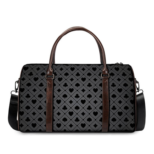 Black And Grey Playing Card Suits Print Duffle Bag