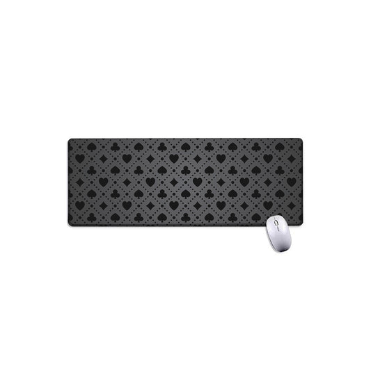 Black And Grey Playing Card Suits Print Extended Mouse Pad