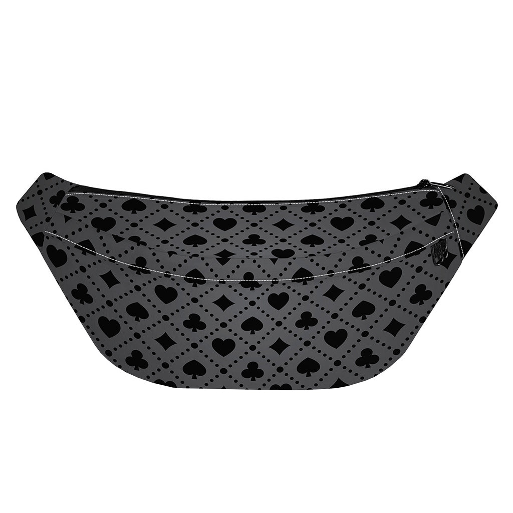 Black And Grey Playing Card Suits Print Fanny Pack