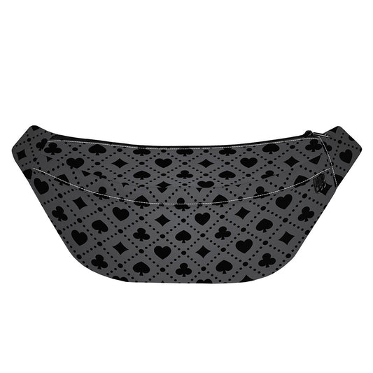 Black And Grey Playing Card Suits Print Fanny Pack