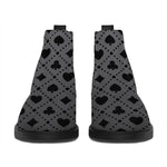 Black And Grey Playing Card Suits Print Flat Ankle Boots