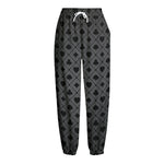 Black And Grey Playing Card Suits Print Fleece Lined Knit Pants