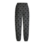 Black And Grey Playing Card Suits Print Fleece Lined Knit Pants