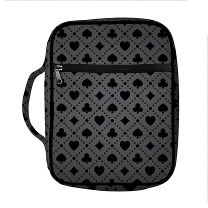 Black And Grey Playing Card Suits Print Front Pocket Bible Bag