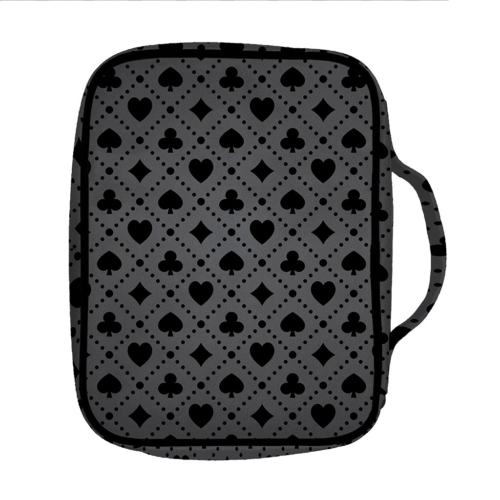 Black And Grey Playing Card Suits Print Front Pocket Bible Bag