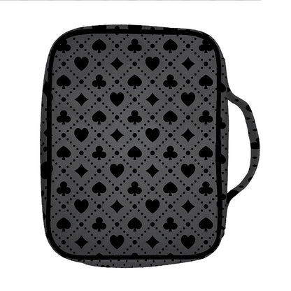 Black And Grey Playing Card Suits Print Front Pocket Bible Bag