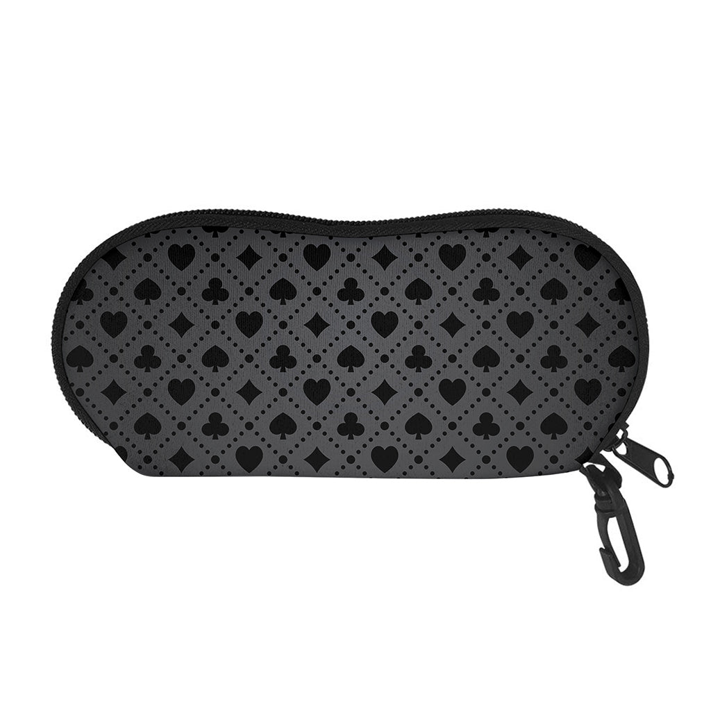 Black And Grey Playing Card Suits Print Glasses Case