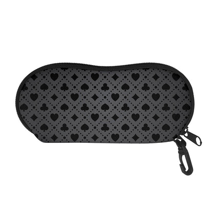 Black And Grey Playing Card Suits Print Glasses Case