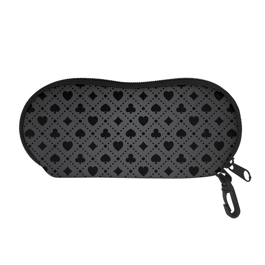 Black And Grey Playing Card Suits Print Glasses Case