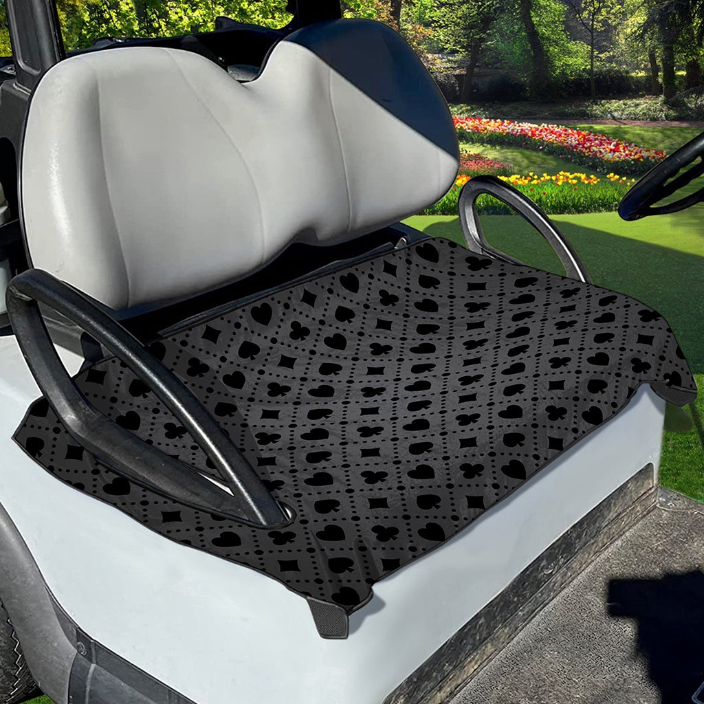 Black And Grey Playing Card Suits Print Golf Cart Seat Cover