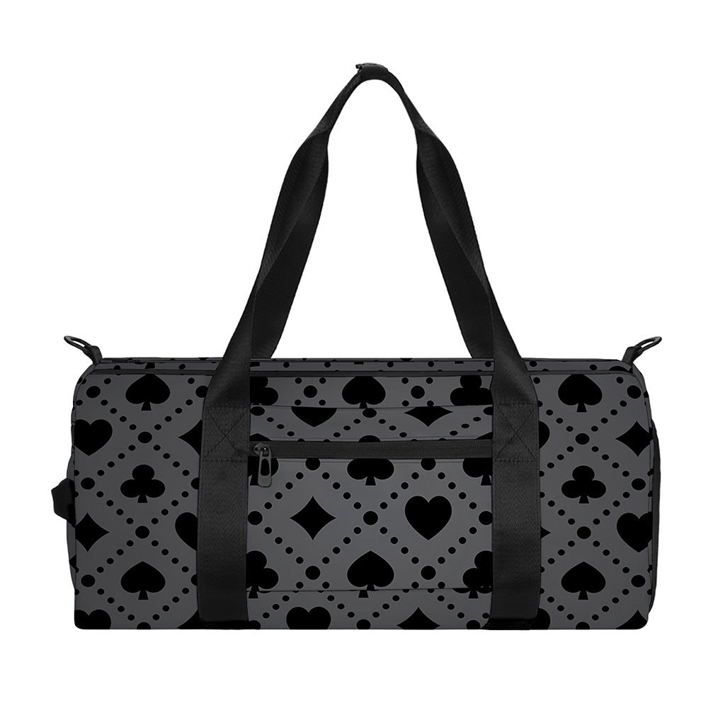 Black And Grey Playing Card Suits Print Gym Bag