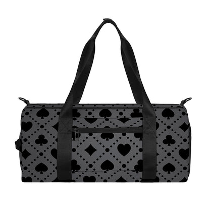 Black And Grey Playing Card Suits Print Gym Bag
