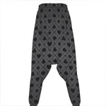 Black And Grey Playing Card Suits Print Hammer Pants