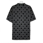 Black And Grey Playing Card Suits Print Hawaiian Shirt