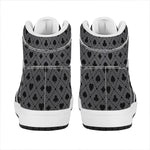 Black And Grey Playing Card Suits Print High Top Leather Sneakers