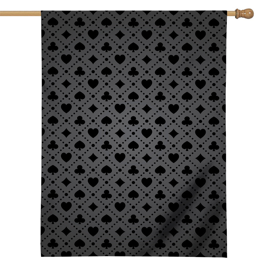 Black And Grey Playing Card Suits Print House Flag